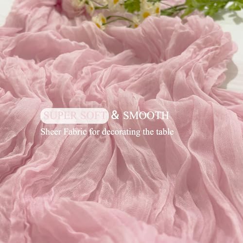 12Pack Light Pink Table Runner 10Ft Cheesecloth Table Runner Boho Gauze Table Runners Long Cheese Cloth Table Runners for ...