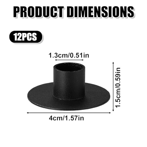 12pcs Iron Mini Taper Candle Holders for 1/2 Inch Candles, Small Metal Tapered Candlestick Stand Accessories for Chime Spe...