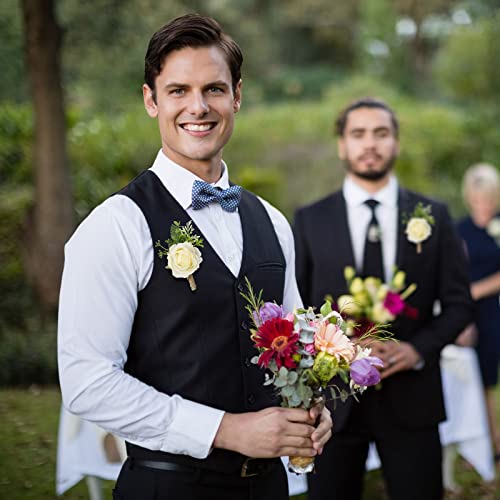 Sherr 20 Pcs Rose Boutonniere for Men Wedding Corsage Rose Groom and Groomsmen Boutonniere with Artificial Flower for Rust...