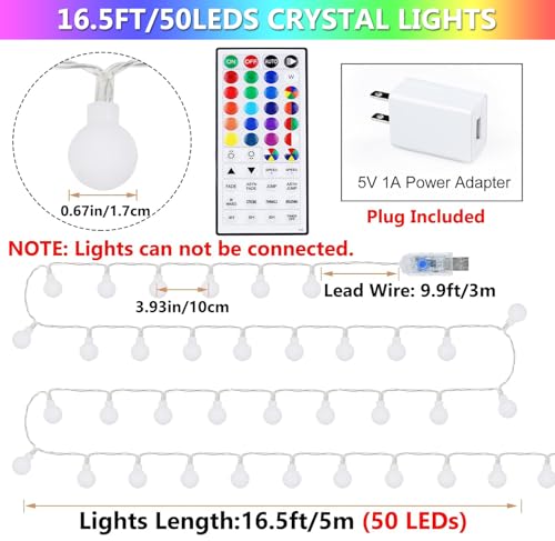 OMIKA 24 Colors Indoor String Lights with Remote, 16.5ft 50LED String Lights Bedroom USB Powered, Color Changing Christmas...