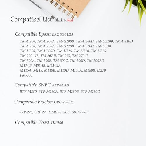 Bigger Replacement for ERC-30/34/38 B/R Ribbons, 24 Pack, Black and Red