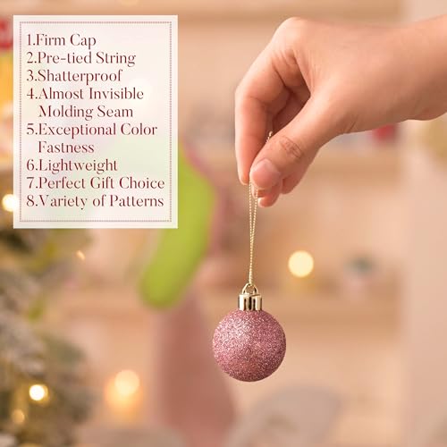 Valery Madelyn 1.6" Small Valentines Ornaments Tree Decorations, 24ct Pink Red and Gold Shatterproof Spring Ball Ornament ...