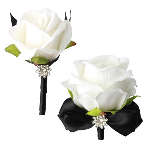 XIANYAGE Wrist Corsage Rose Corsage and Boutonniere Set for Bride Groom Wedding Prom Party Hand Flower Decoration Set of 2...