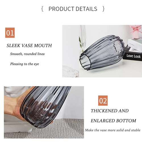 GIDARY 10 inch Flower Vases,Bouquet Vase,Large Vase Glass for Centerpiece Table Home Indoor Desk Decor,Modern Boho Style,f...