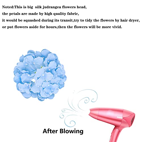 HinyoCo 34 Pcs Silk Hydrangea Flowers Artificial Flowers 7 Inch Hydrangea Head with Stem, Used for Home Wedding Party Deco...