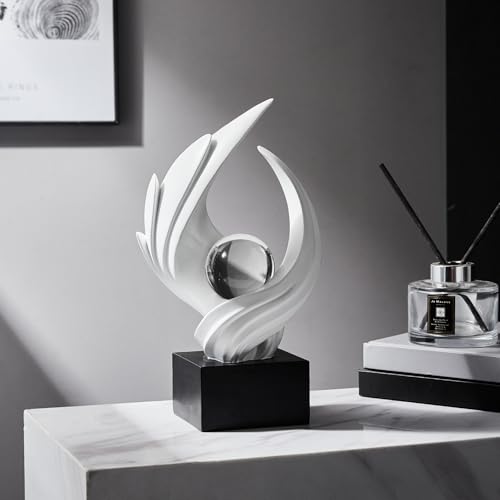 XYQXYQ Abstract Art Sculpture, Resin Gold Decorative Statue, Modern White Ornaments for Living Room, Decorativas Modernas ...