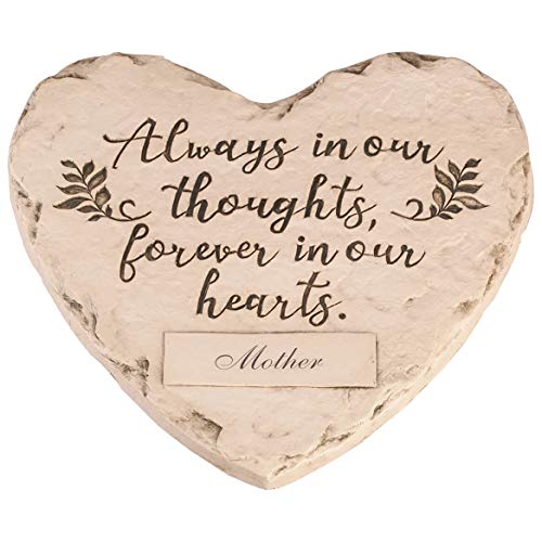 Fox Valley Traders Custom Resin Heart-Shape Memorial Garden Stone, Crafted with 100% Textured Cement, Forever in Our Heart...