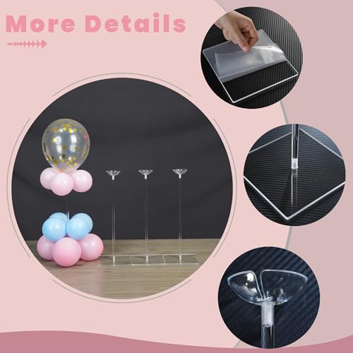 YALLOVE Clear Acrylic Tabletop Balloon Stand Kit, 15.75 Inch 4 pack Balloon Stick Holder with Base for Table Top Centerpie...