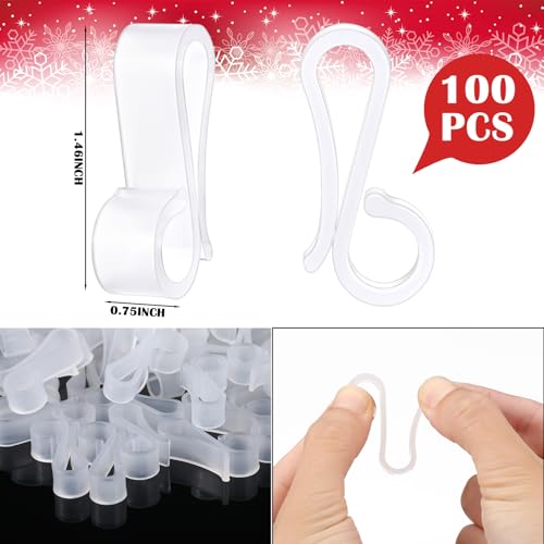 Namalu 100 Pcs Christmas Light Clips Gutter Clips for Hanging Outdoor Lights Plastic Weatherproof Gutter Hooks Hanging Str...