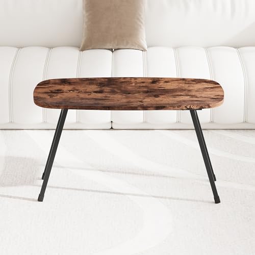 MUZERUL Folding Coffee Table Rustic Small Coffee Tables,Foldable Portable Table for Small Spaces,Rectangular Mid Century C...