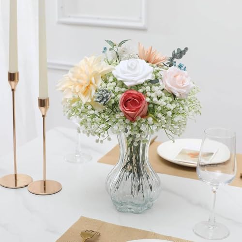 Huatsing 120 Pcs Artificial Flowers,Babys Breath Artificial Flowers,White Babys Breath Flowers Artificial Bulk,120 Pcs Rea...