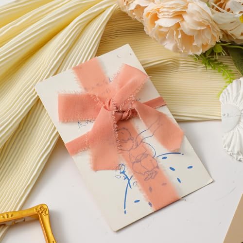 1.5" x 27 Yd Chiffon Ribbon Mixed Color Ribbons Set 9 Rolls Handmade Fringe Fabric for Wedding Invitations Bridal Bouquets...