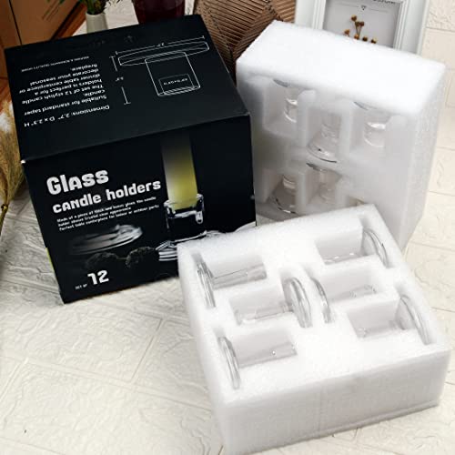 AGLARY 4pcs Taper Candle Holders, Glass Crystal Candlestick Holders Bulk, Clear Candle Holders for Dining Table Centerpiece