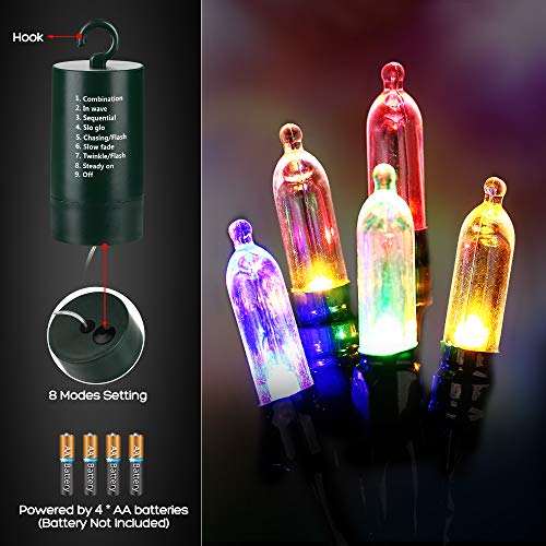 LYHOPE Battery Christmas Lights, 33ft 100 LED Christmas Lights Waterproof 8 Modes Battery Operated String Lights for Outdo...