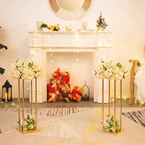 Sziqiqi Column Vases Wedding Centerpieces for Tables with Plates - 2ft Wedding Decoration for Ceremony Modern Rectangular ...