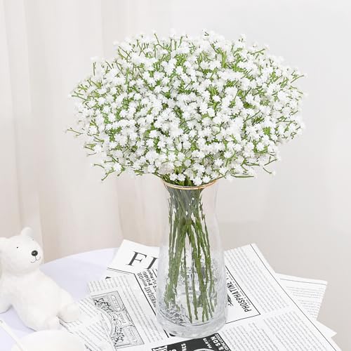 MARTINE MALL Babys Breath Artificial Flowers, 10 PCS White Baby Breath Flowers Artificial Bulk, Fake Babys Breath Gypsophi...