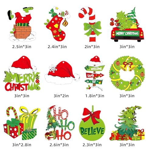 36pcs Christmas Tree Decorations - Wood Christmas Tree Hanging Ornament Holiday Xmas Ornaments Christmas Decorations Decor...