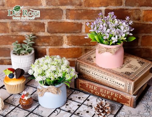 Der Rose 4 Pack Fake Flowers Artificial Plants Indoor for Home Kitchen Office Dining Centerpiece Table Decorations