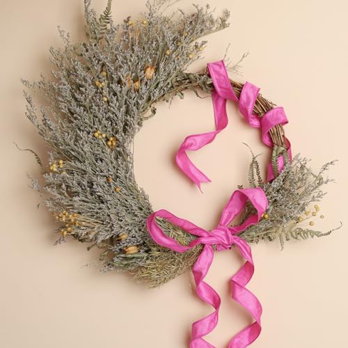 LaRibbons Hot Pink Ribbon Wired 1 Inch x 10 Yards Dupioni Spring Valentine's Day Ribbon with Wired Edge for Gift Wrapping,...