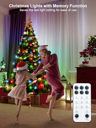 ROSCOO 1000 LED Color Changing Christmas String Lights, 328FT Warm White Multicolor Outdoor Fairy Lights with Remote, Time...