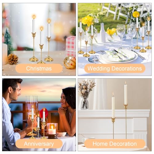 6pcs Gold Candle Holders, Candlestick Holders Taper Candle Holders for Pillar Candles Sticks Holder Decor Halloween Christ...