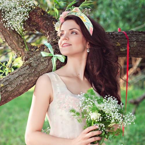 PKRFCJ Floral Headband for Women 3 PCS Embroidered Headband,Wide Boho Mesh Fabric Hair Bands,Comfortable and Non-slip Hair...