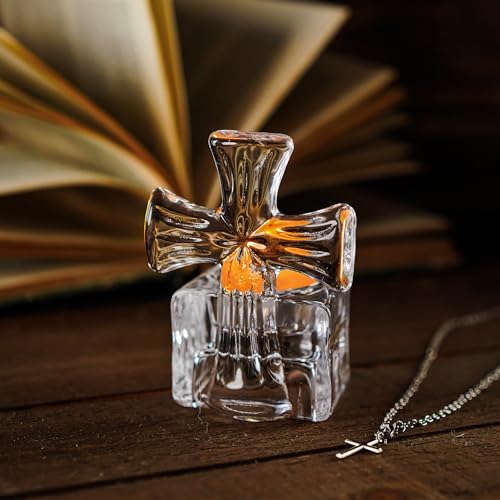 kanpura Clear Glass Cross Candle Holder 4" High Christian Tea Light Holder Cross Crystal Votive Candle Holders for Religio...