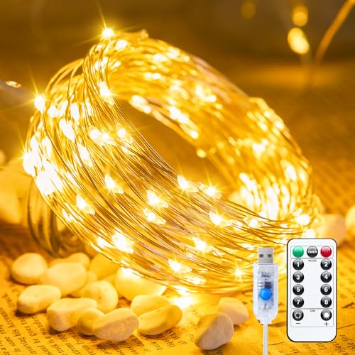 Minetom Twinkle Fairy Lights, 33 ft 100 LED USB Plug in String Lights with Remote and Timer, Waterproof 8 Modes for Bedroo...