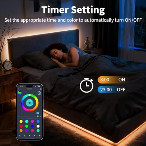 LED Strip Lights,RGB Music Sync Color Changing Bluetooth Led Lights with Smart App Control Remote & Remote Control for Roo...