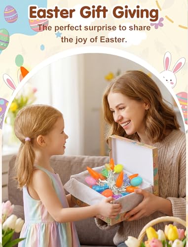 Pallerina Easter Rabbit Carrot Egg String Lights, 12Ft 20 LED Multicolored Bunny Carrot Easter Egg Fairy Lights, Plug in S...