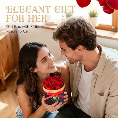 CHOSIAROSE Roses Forever Flowers for Delivery - 7 Forever Preserved Roses in Box, Preserved Flowers Gifts Anniversary Birt...