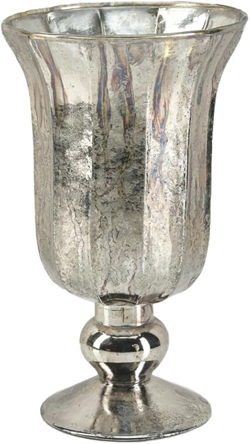 Serene Spaces Living Antique Platinum Flower Vase, Mercury Glass Urn for Centerpieces, Weddings & Event Decor – Vintage-St...