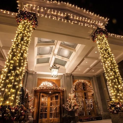 weillsnow 164 FT 500 LED Christmas Lights Outdoor, Waterproof Christmas Fairy Lights with Timer, Plug in Warm White LED St...