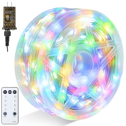 Joiedomi 600 LED Christmas Lights Outdoor,197 FT Multicolor Christmas Tree Lights with 8 Modes Timer, PVC Clear Wire Strin...