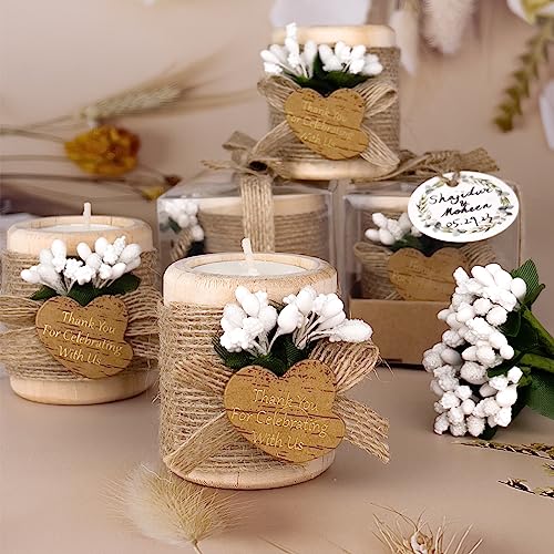 30 Pack Wedding Favors Wood Tealight Candle Holders, Bridal Shower Favors for Guests Bulk, Baptism/Baby Shower Centerpiece...
