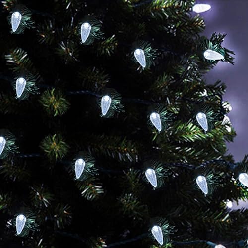 MXTCLM C6 Christmas Lights 50 LED Cool White Strawberry 18ft Waterproof String Lights for Outdoor Indoor Garden Yard Home ...