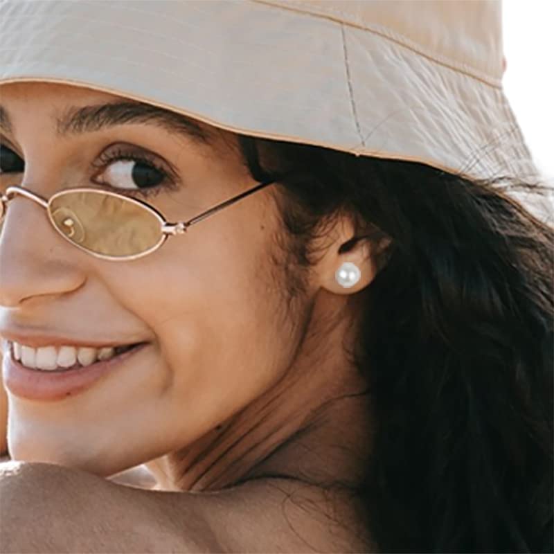 Pearl Earrings Studs for Women, White Pearl CZ Earrings Bridal Simulated Pearl Rhinestone Pearls Stud Earrings Jewelry Set...