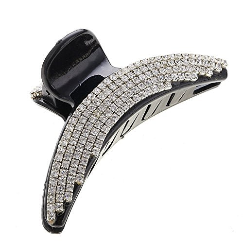 Exquisite Black Acrylic Full Diamond Rhinestones Hair Jaw Clips Hairpin - Women Lady Fancy Bathe Hair Claw Clip for Thick ...