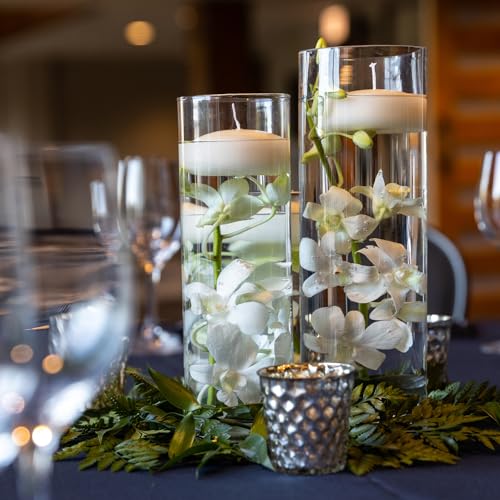 PATIKIL Glass Cylinder Vase, 2 Pcs 4.7" Tall and 3.3" Dia Flower Vase Floating Candle Holder Vase for Home Decor Wedding C...