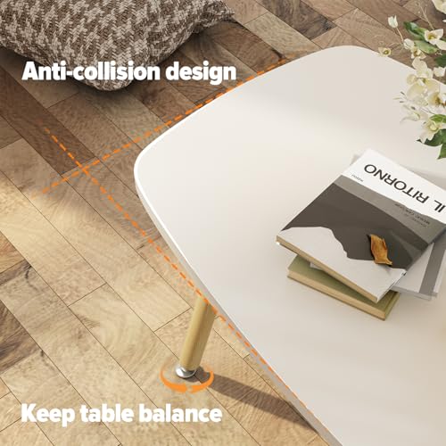 WOHOMO Folding Coffee Table 39.3'' White Coffee Tables for Living Room Portable Simple Modern Rectangular Center Table for...