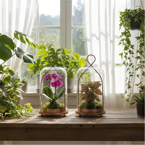 Hurricane Glass Candle Holders, Modern Farmhouse Coffee Table Decorations, Candle Holders for Pillar Candles Set of 2, Dec...