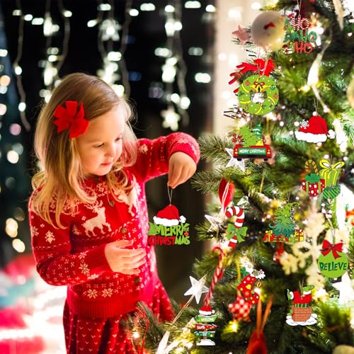 36pcs Christmas Tree Decorations - Wood Christmas Tree Hanging Ornament Holiday Xmas Ornaments Christmas Decorations Decor...