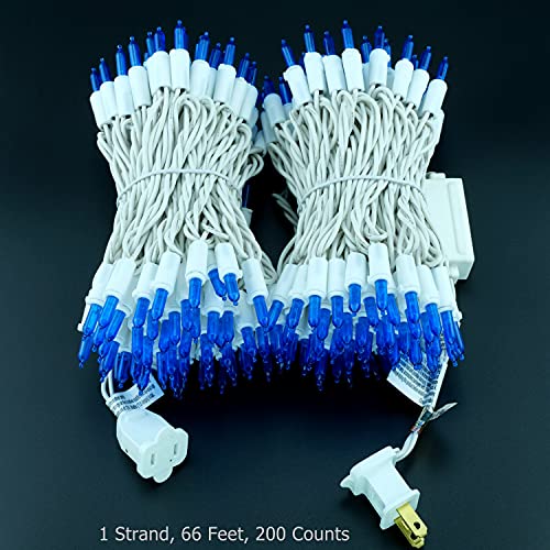 YULETIME 200 Blue LED Christmas Lights with White Wire, Pack of 2 Strands 33 Feet 100 Lights UL Certified Holiday String L...