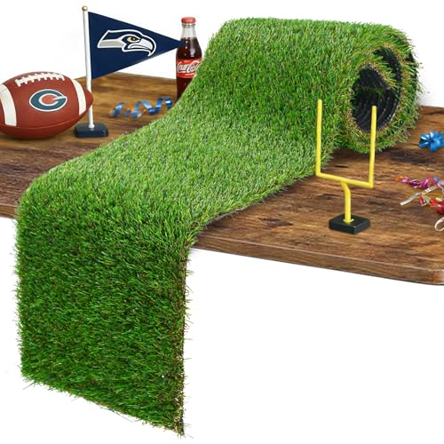 GLOBREEN Artificial Grass Table Runners 48 Inches - Green Faux Grass Turf Table Runner for Golf Football Party Decorations...