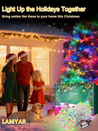 LAMYAR Christmas Lights with 300 LEDs, 100FT Connectable Plug in Fairy String Lights for Outdoor Tree and Indoor Décor, 8 ...