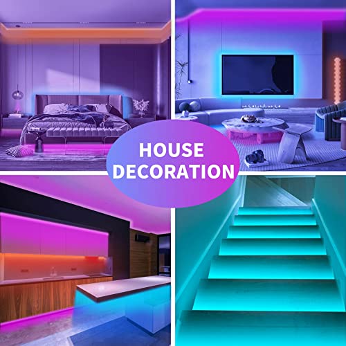 KSIPZE 100ft Led Strip Lights RGB Music Sync Color Changing Led Lights with Smart App Control Remote Led Lights for Bedroo...