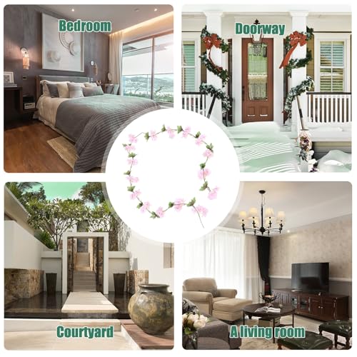 ROMISBABA Artificial Cherry Blossom Vine Fake Flower Garland Light Pink Spring Flowers Artificial for Wedding Arch Decor I...