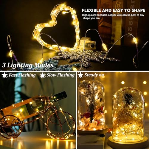 AIKEI 12 Pack Led Fairy Lights Battery Operated String Lights Waterproof Silver Wire 7 Feet 20 Led Firefly Starry Moon Lig...