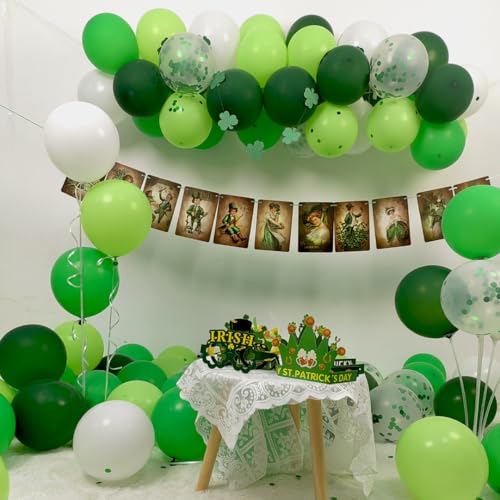 Green Balloons Dark Green Balloon Set, 50 Pcs 12 inch Different Shades Emerald Green Lime Green Confetti Latex Balloons Fo...
