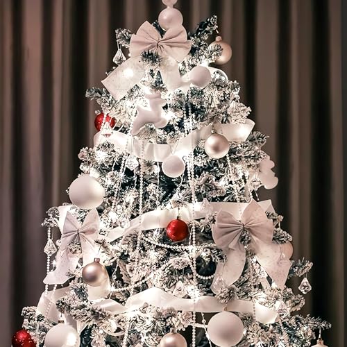 Craft String Pearls 10MM Beads Garland, 14 Yards Christmas Garland Faux Pearl Beads String Roll Bulk for DIY Craft, Weddin...